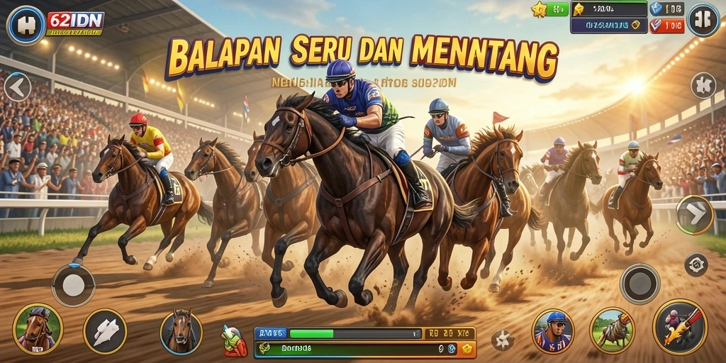 Tangkapan layar gameplay balapan 62IDN yang menegangkan.