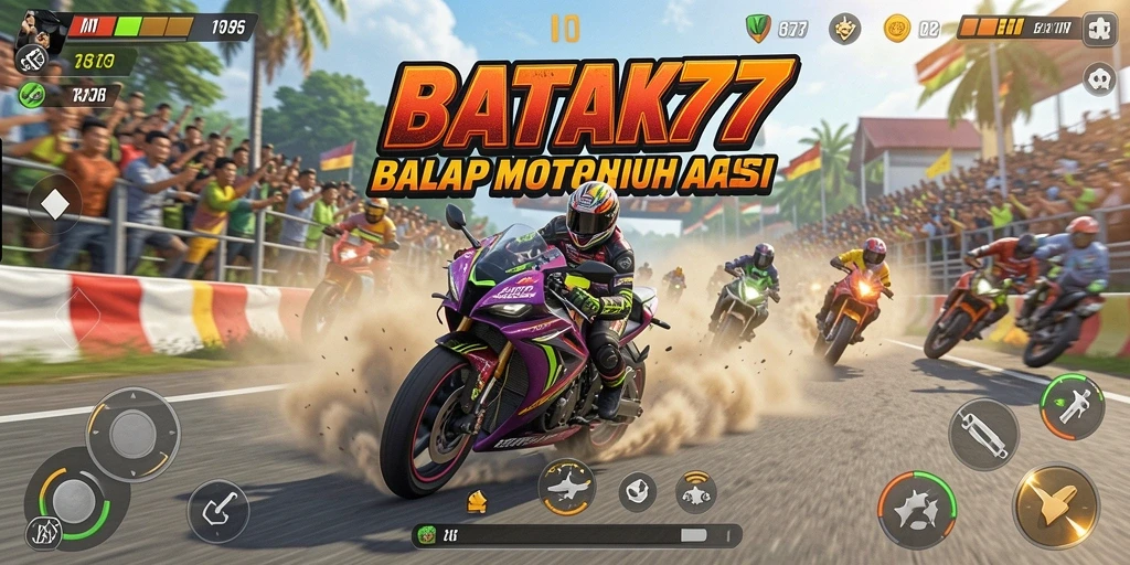 Tampilkan gameplay menegangkan dari balapan motor di BATIK77.