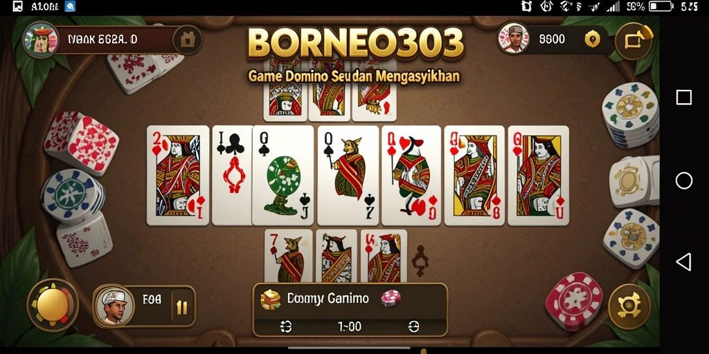 Tampilan gameplay seru saat bermain Domino di BORNEO303.