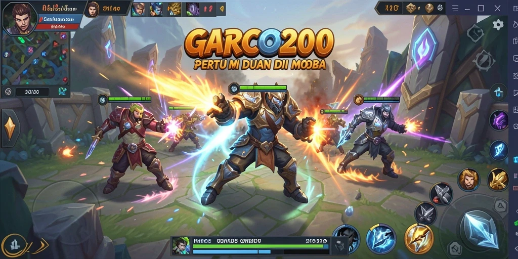 Screenshot gameplay GARCO200 menampilkan aksi seru dalam pertandingan MOBA.