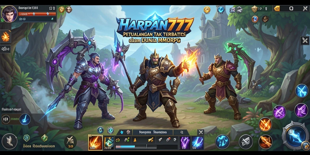Screenshot utama HARAPAN777 menunjukkan aksi seru dalam pertempuran MMORPG.