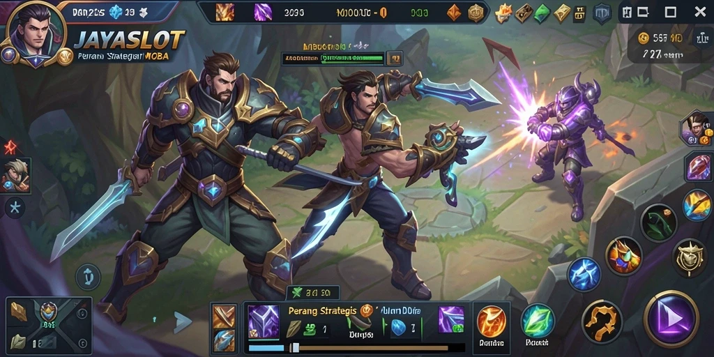 Screenshot JAYASLOT menampilkan aksi seru dalam pertempuran MOBA.