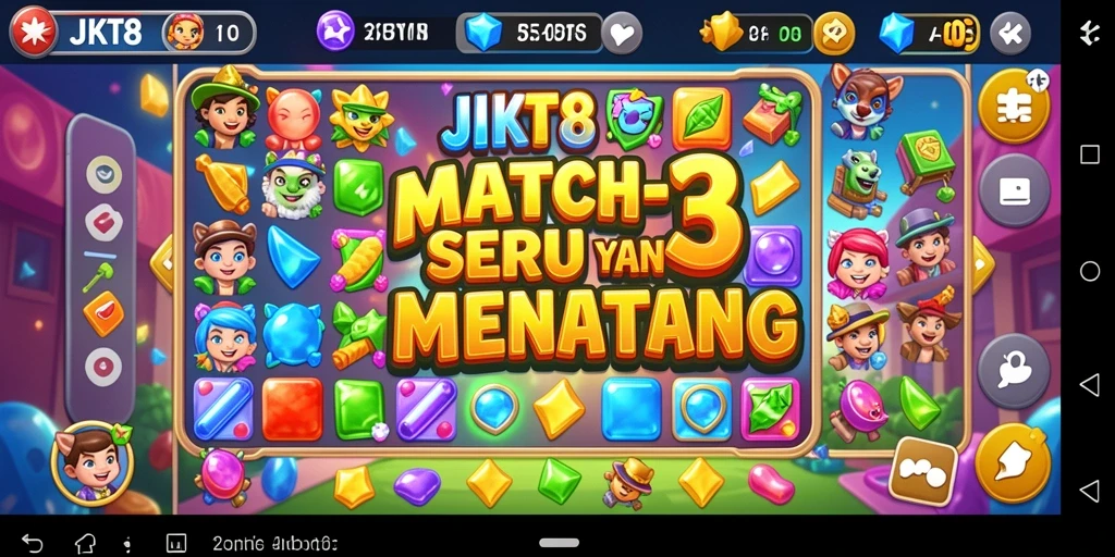 Screenshot gameplay JKT8 yang menakjubkan dengan tampilan elemen Match-3.