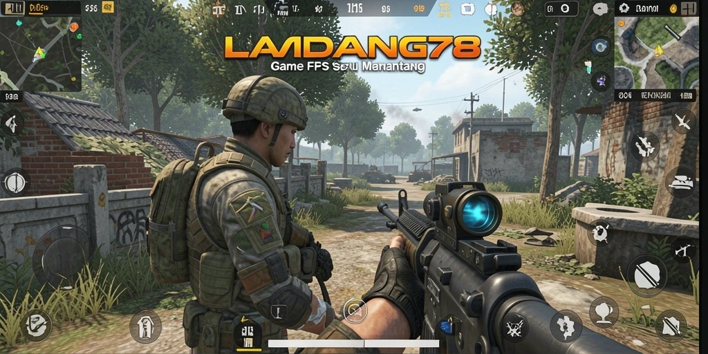 Screenshot utama LADANG78 yang menampilkan aksi seru dalam gameplay FPS.