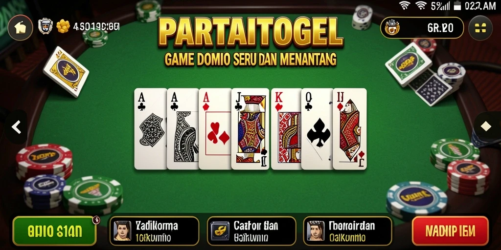 Tampilan gameplay menarik dari PARTAITOGEL yang menampilkan kartu Domino.