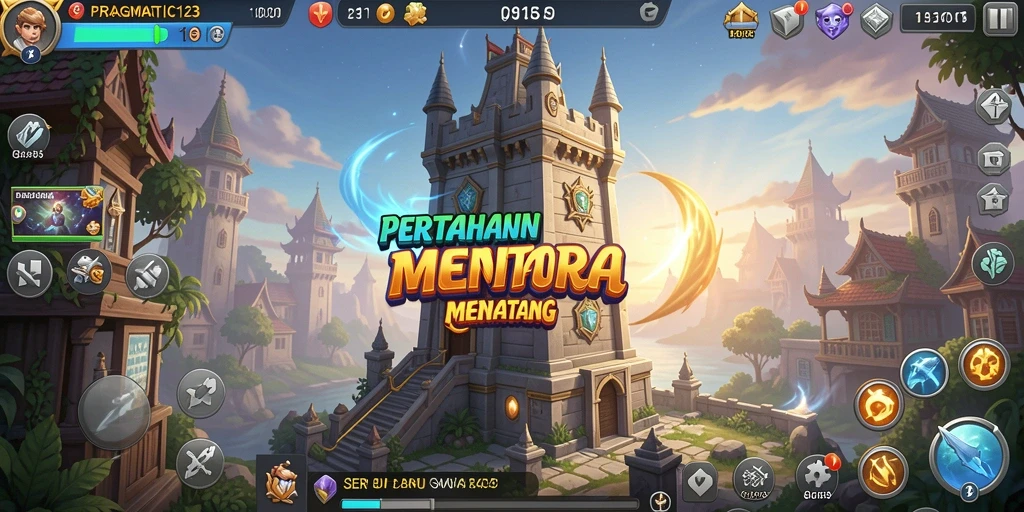 Tampilan menarik dari gameplay seru di PRAGMATIC123, menunjukkan pertahanan menara yang strategis.