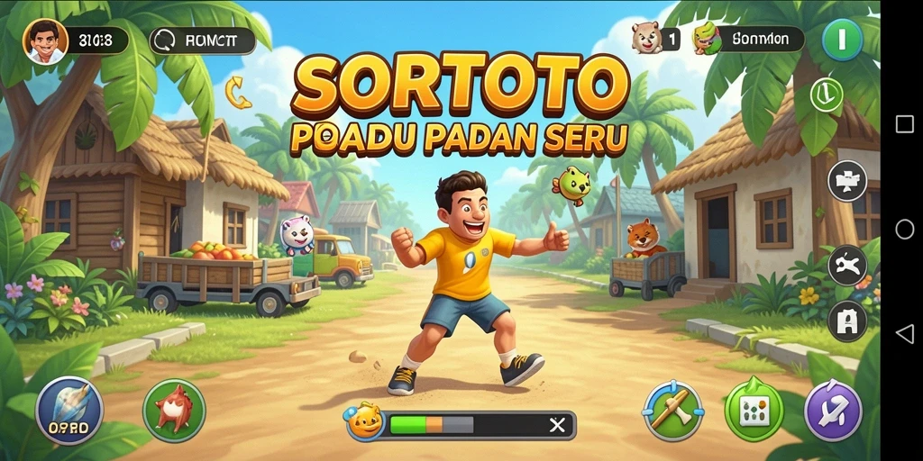 Tampilan gameplay seru dari SORTOTO, sangat menarik dan penuh warna.