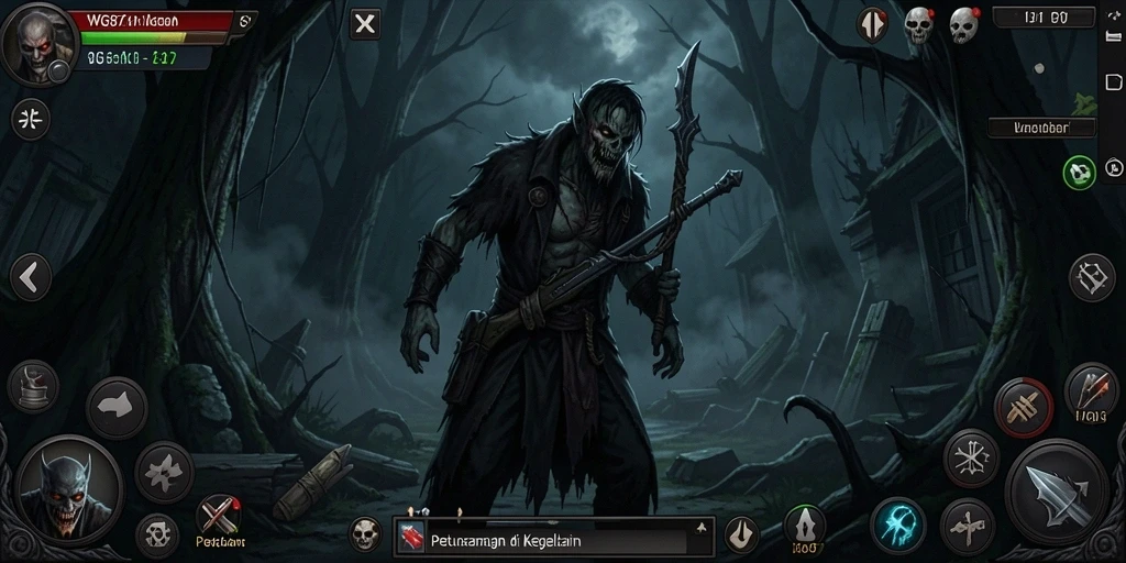 Screenshot gameplay WG87 yang menampilkan suasana mencekam dan menyeramkan.